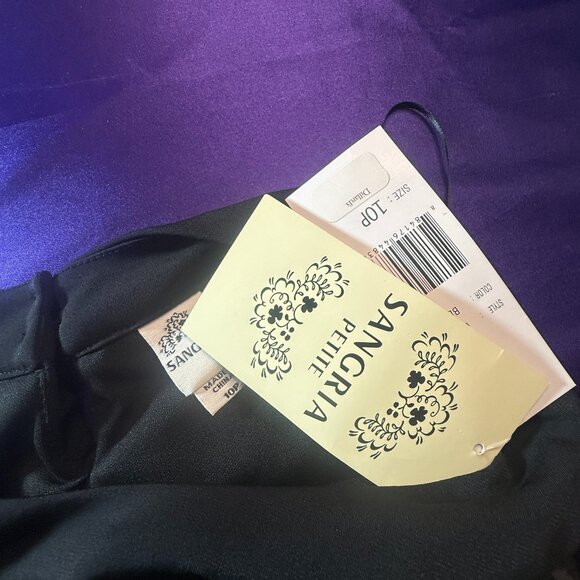 New 📌Sangria Handkerchief Multi-Colored Chiffon Dress with Cummerbund Waistline - Picture 14 of 16